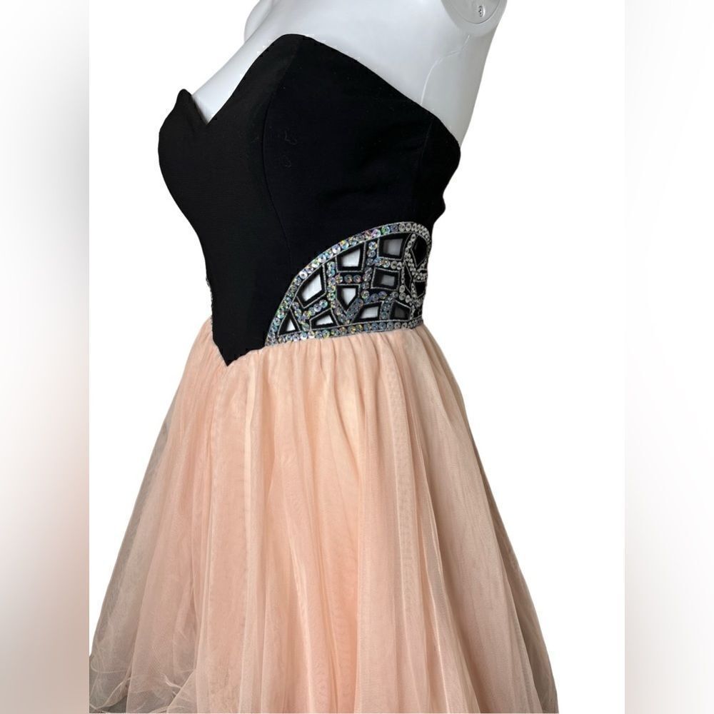 Blondie Nites Sweetheart Neckline Tulle Prom Mini Dress Pink & Black Size 3